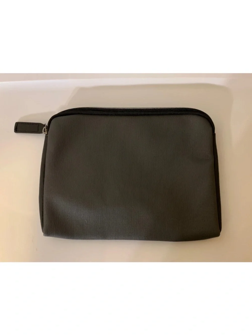 TUMI‎ For Delta Small Zip Pouch Soft Sided Travel Case Toiletry Bag Black Grey